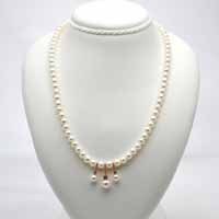LeLune pearl necklace, pink gold, pink topaz
