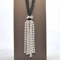 Hematite and cultured pearl necklace