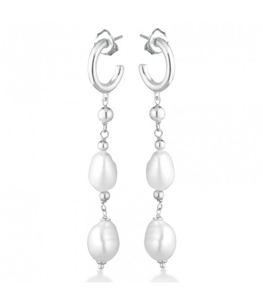 Earrings pearl pink silver