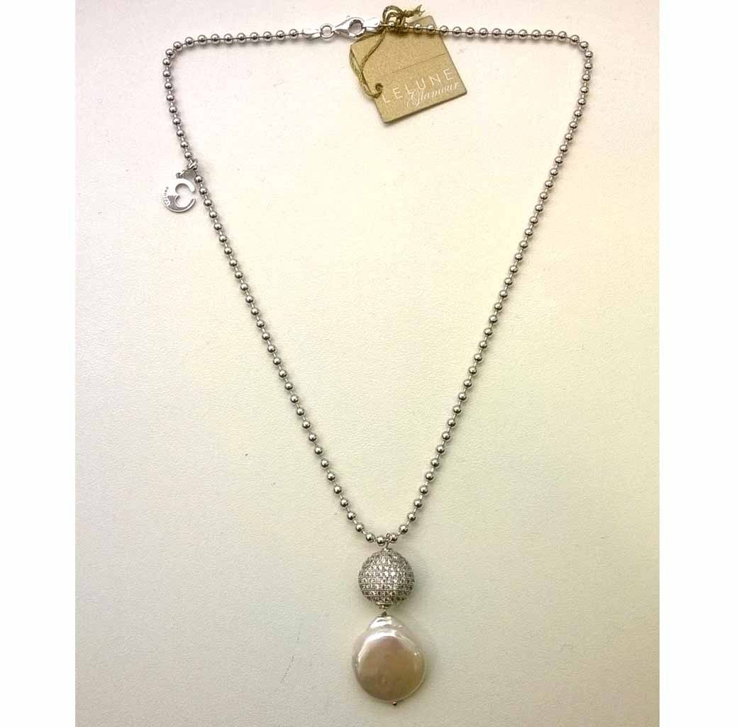Baroque pearl silver necklace