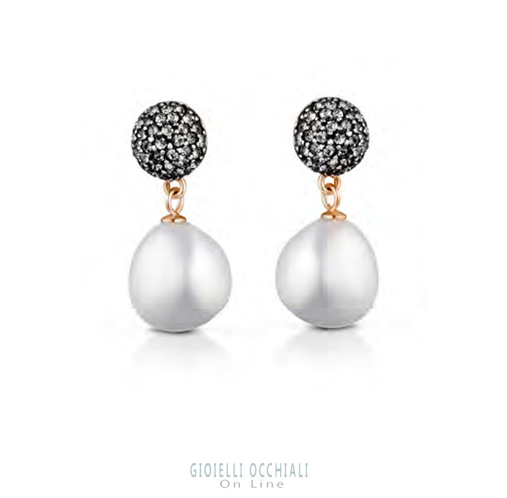 Le Lune Glamour pearl drop earrings silver