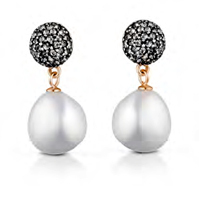 Le Lune Glamour pearl drop earrings silver