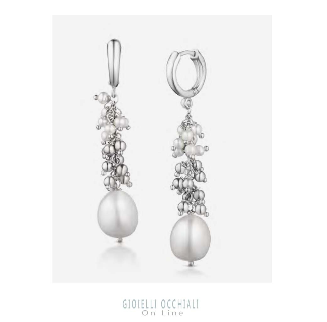 Silver earrings pearls pendent