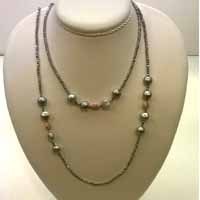 Hematite and cultured freshwater pearl necklace