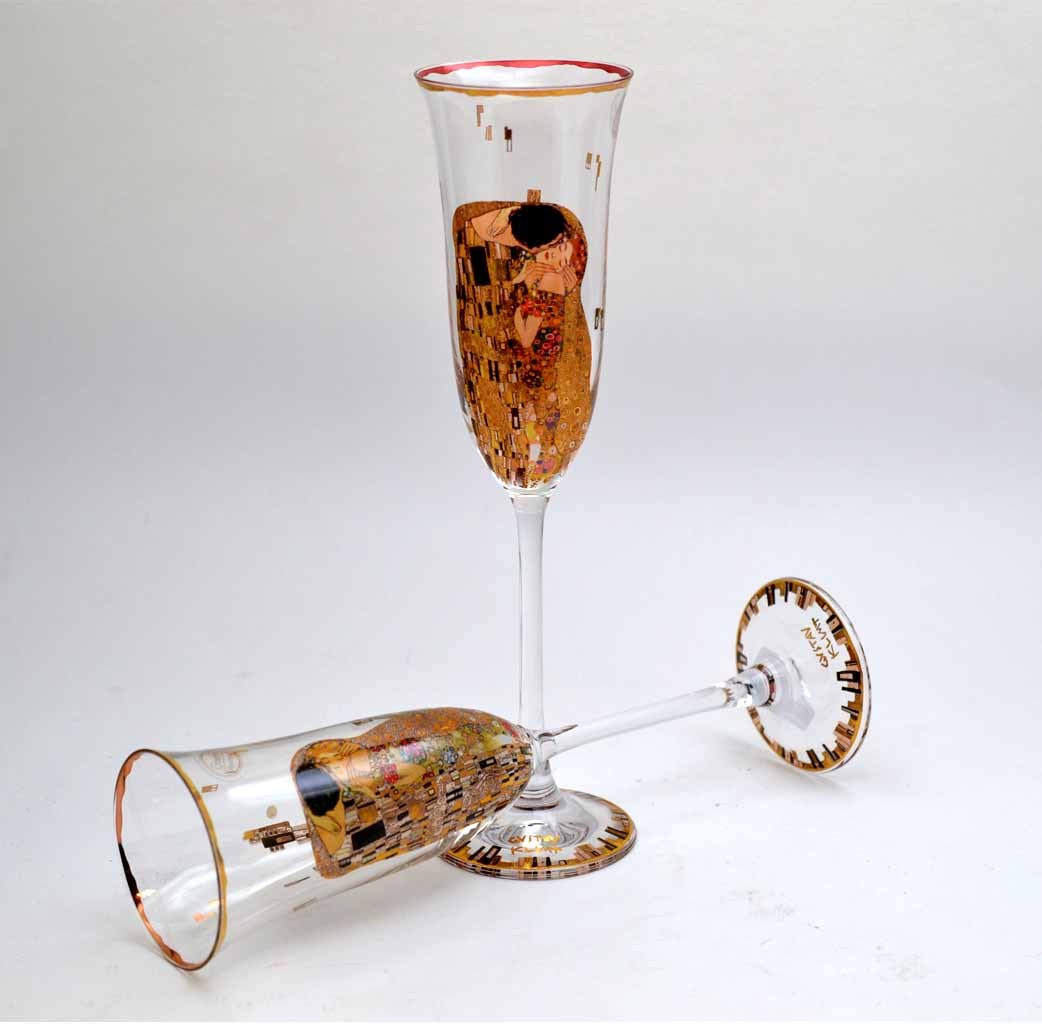 Goebel Flute Champagne IL BACIO, Gustav Klimt