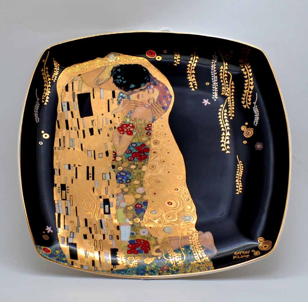 Gustav Klimt Sektglas DER KUSS H 24cm gold Goebel Porzellan Artis Orbis 