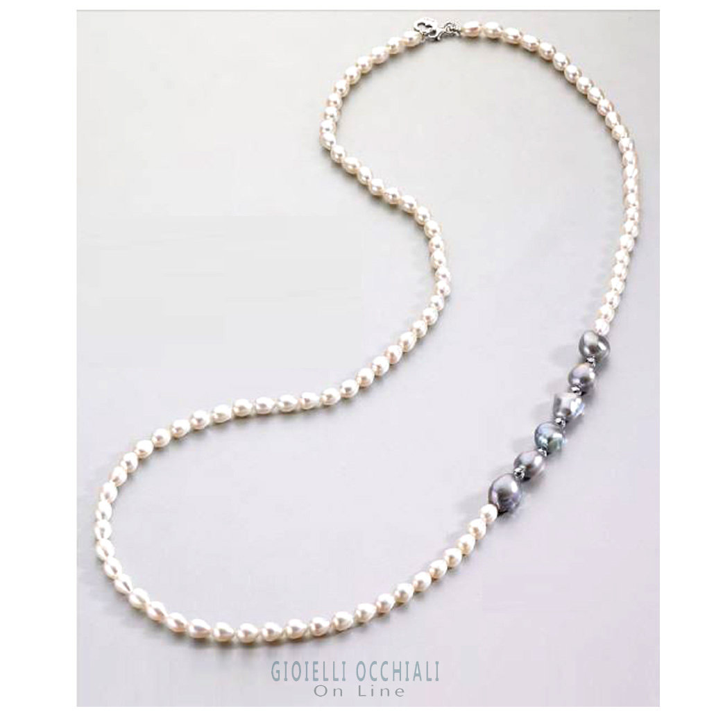 LE LUNE GLAMOUR Silver pearl necklace
