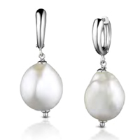 Silver baroque pearl earrings