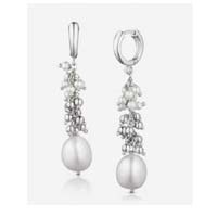 Silver earrings pearls pendent